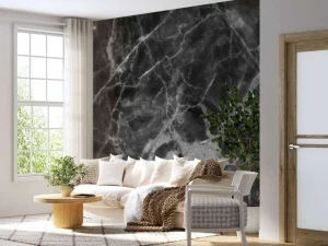 Discount Zwart marmer met structuur fotobehang Gang