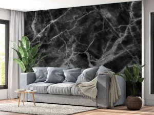 Discount Zwart marmer met structuur fotobehang Gang