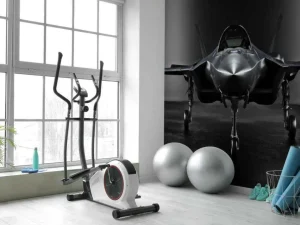 Hot Zwarte F35 in een donkere ruimte fotobehang Tienerkamer | Kinderkamer