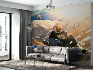 Fashion Zwarte motor in de winter fotobehang Tienerkamer | Transport