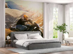 Fashion Zwarte motor in de winter fotobehang Tienerkamer | Transport