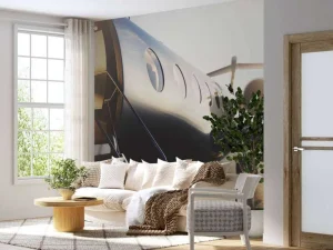 Outlet Zwarte privéjet fotobehang Tienerkamer