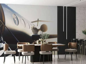 Outlet Zwarte privéjet fotobehang Tienerkamer