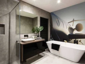 Outlet Zwarte privéjet fotobehang Tienerkamer