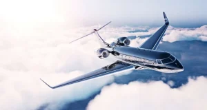 Hot Zwarte privéjet in de wolken fotobehang Tienerkamer