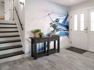 Hot Zwarte privéjet in de wolken fotobehang Tienerkamer