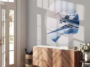 Hot Zwarte privéjet in de wolken fotobehang Tienerkamer