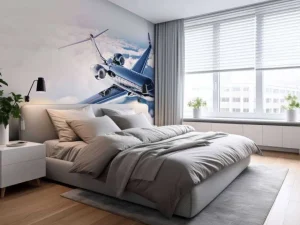 Hot Zwarte privéjet in de wolken fotobehang Tienerkamer