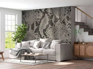 Sale Zwart-grijze slangenhuid fotobehang Oppervlakten | Dieren