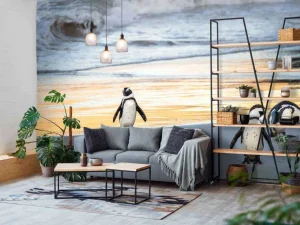 Sale Zwartvoetpinguïns lopen uit de zee fotobehang Dieren