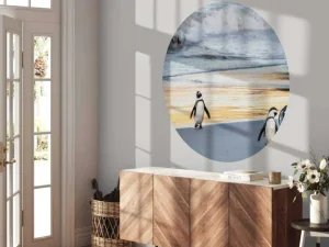 Sale Zwartvoetpinguïns lopen uit de zee fotobehang Dieren