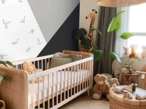 Discount Zwart-wit driehoeken met dino's Kinderkamer